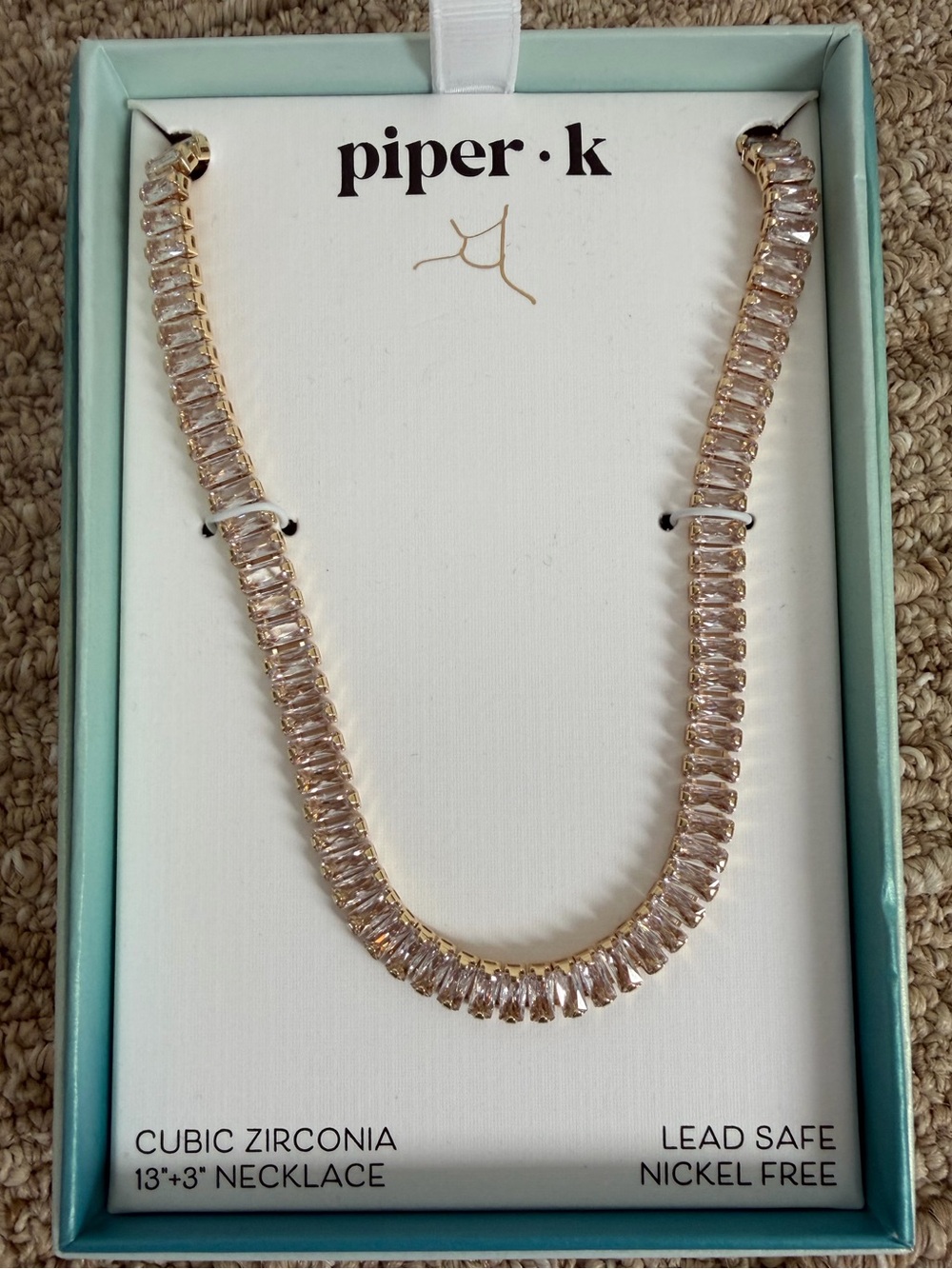 Piper.k Gold Cubic Zirconia Tennis Necklace - Clear Stones - Picture 4 of 4